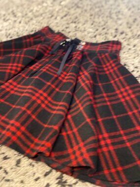 Plaid Skater Mini Skirt Red & Blck Vock Med Goth, Y2K, Skater Schoolgirl, Laced